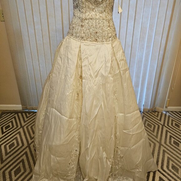 Stephen Yearick Beige Wedding Dress 6 - Picture 3 of 12